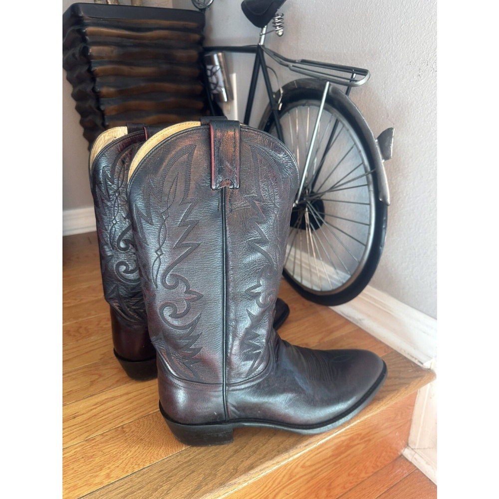 Dan Post Burgundy Black Cherry Leather Cowboy Western Boots 16773 Size 10